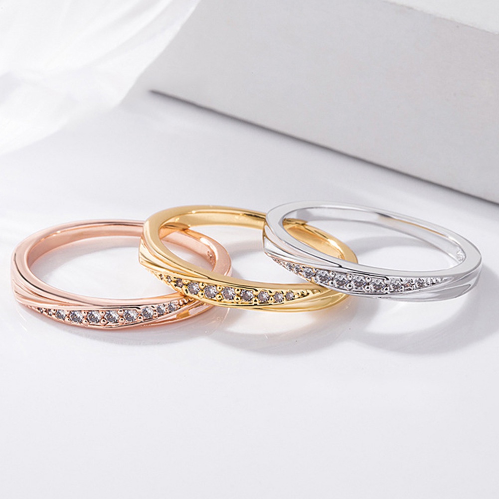 Nhẫn Đính Hôn Đính Đá Cz Hình Khối Lập Phương