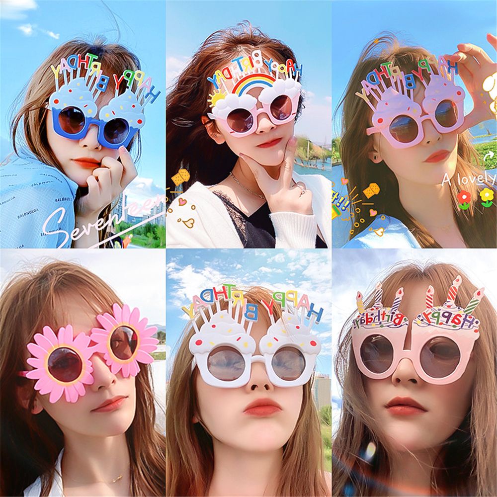 Kính mát thiết kế chữ Happy Birthday đáng yêu trang trí tiệc sinh nhật lễ kỷ niệm dành cho người lớn và trẻ em