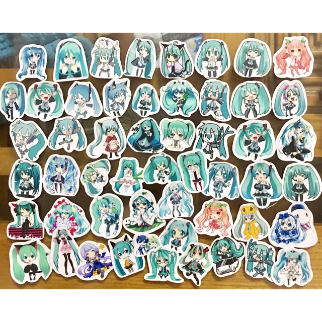Ảnh sticker miku bóc dán combo 30-60 cái nhiều mẫu khác nhau