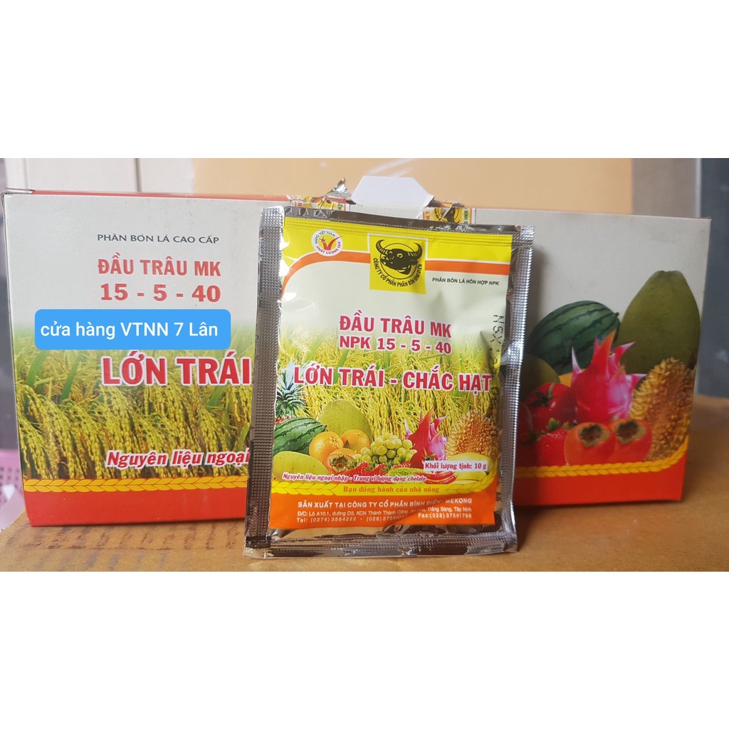 Đầu trâu MK NPK 15-5-40 10gram Phân bón lá đầu trâu giúp lớn trái chắc hạt