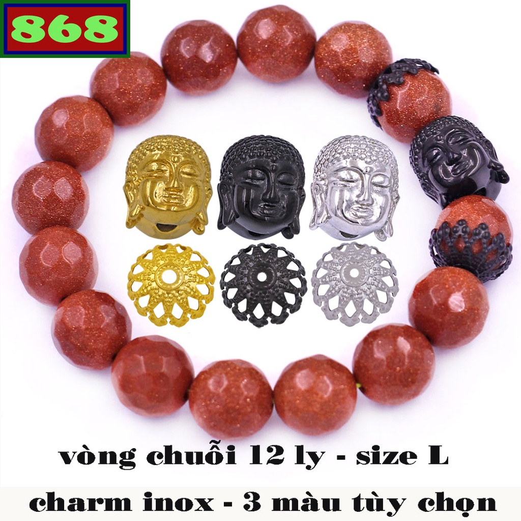 Chuỗi tay kim sa giác 12 ly Như lai inox VKSGNLHK12