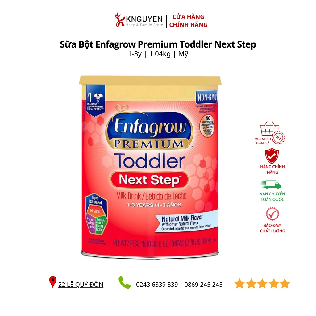 Sữa Enfagrow Toddler Nắp vàng 1-3 Tuổi - 1,04kg - Mỹ