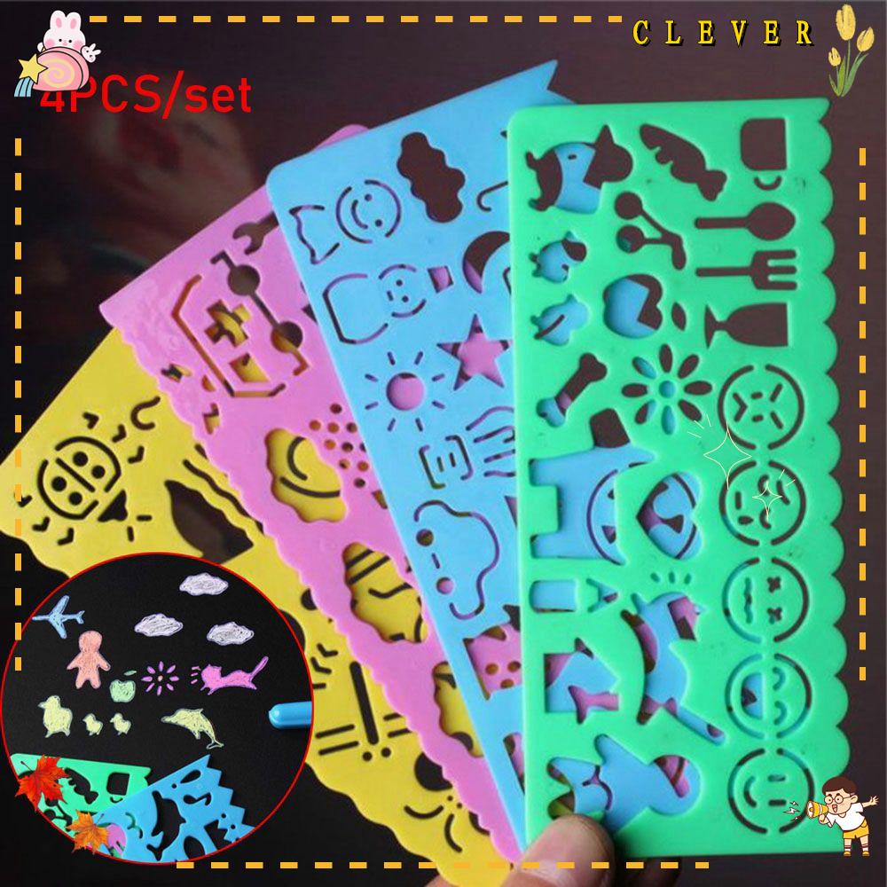 Bộ 4 thước vẽ họa tiết nghệ thuật cho trẻ em