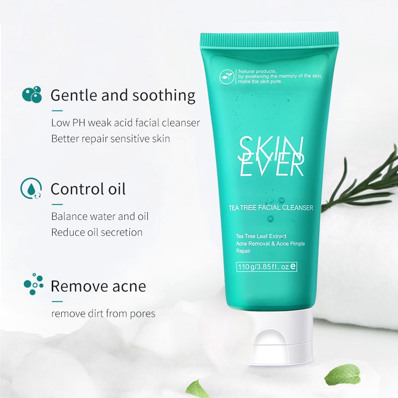 Bộ 2 sản phẩm gồm sữa tắm + sữa rửa mặt hỗ trợ giảm mụn SKIN EVER chiết xuất cây trà kiểm soát dầu kháng khuẩn hiệu quả