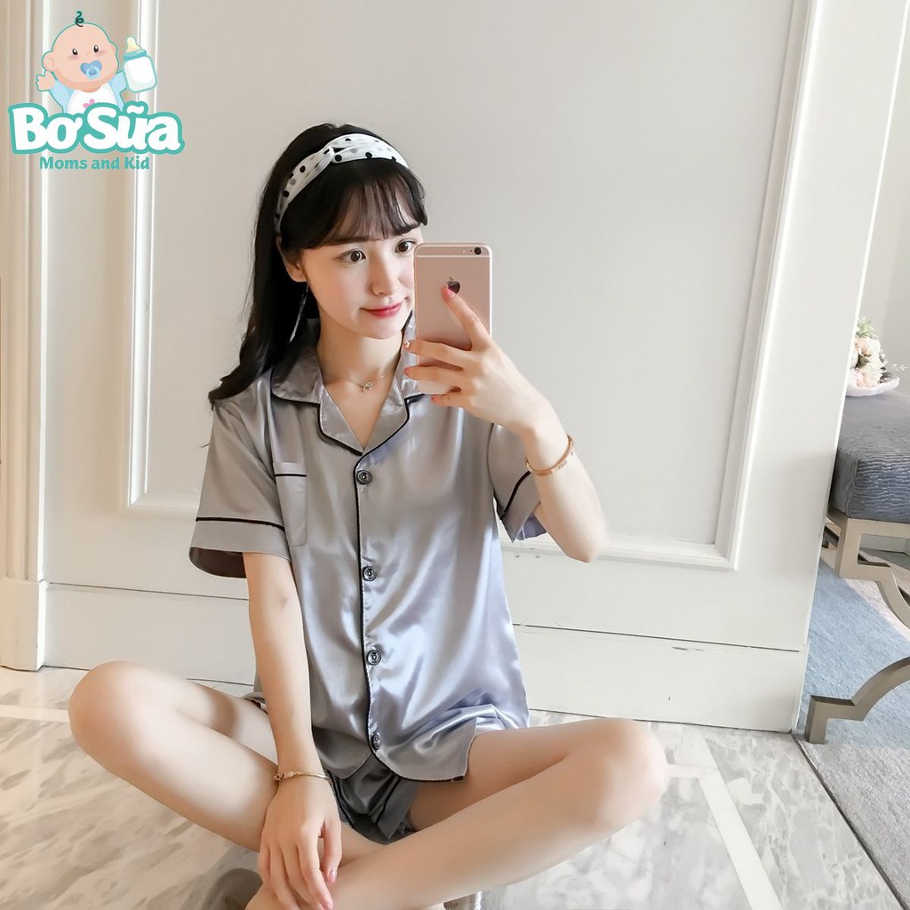 Bộ ngủ Pijama nữ cộc tay chất lụa - Đủ size M, L, XL | BigBuy360 - bigbuy360.vn