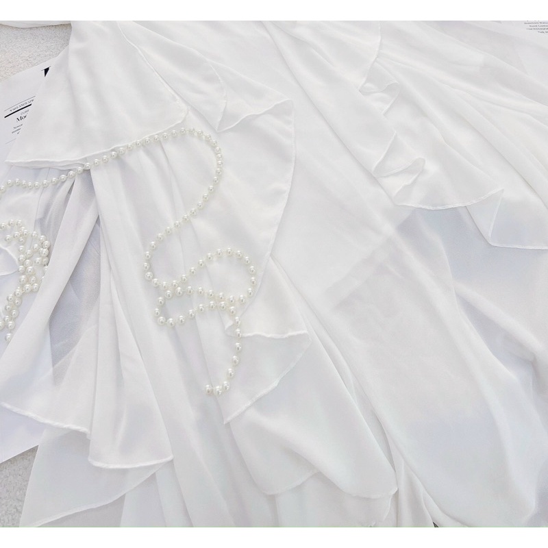 G1- đầm maxi voan bèo trắng 2 dây