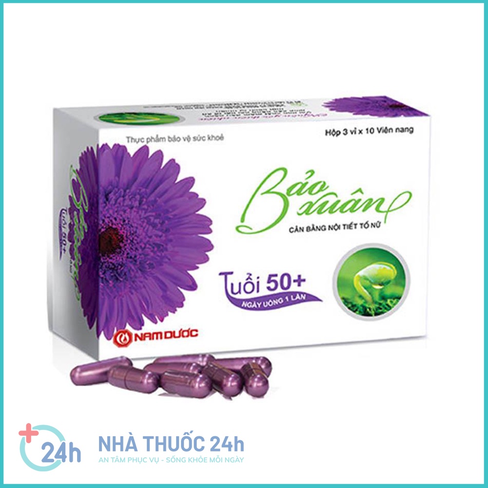 Viên uống Bảo Xuân 50+ Bổ sung nội tiết tố cải thiện sức khỏe sắc đẹp cho phụ nữ mãn kinh  - Hộp 30 Viên