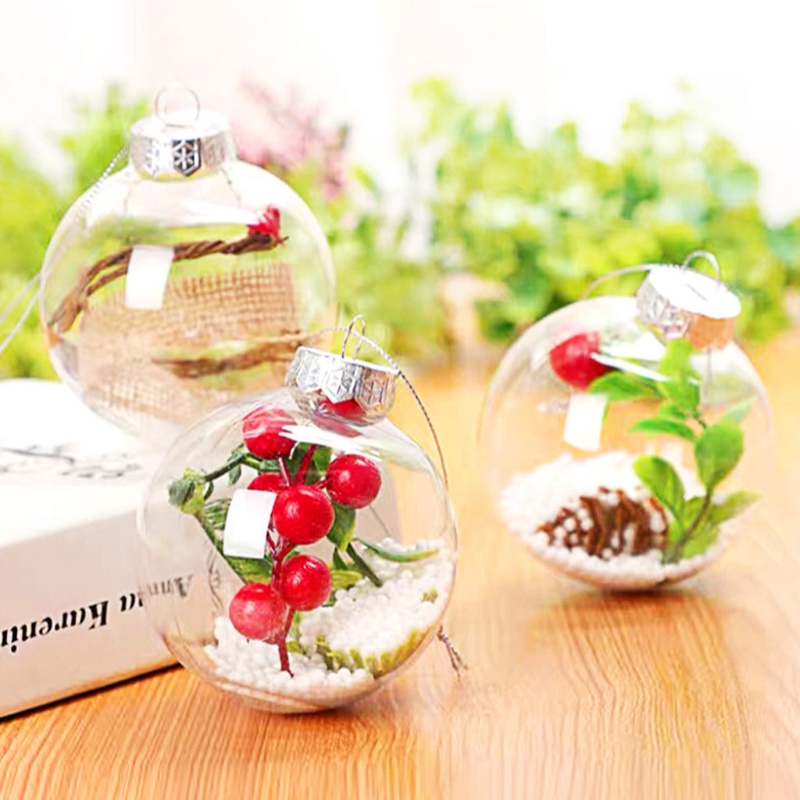 Set 10 Quả Bóng Trong Suốt Nhiều Màu Trang Trí Cây Thông Noel