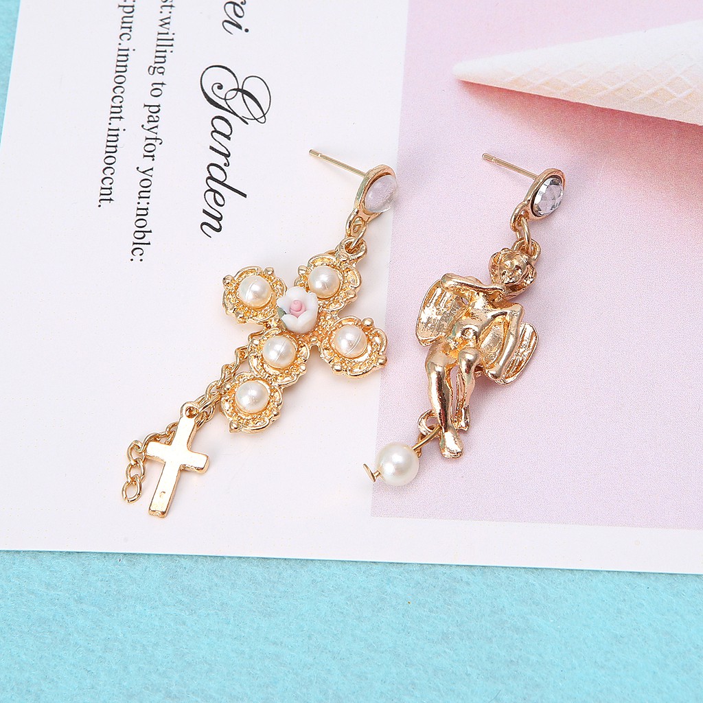 Khuyên tai dáng dài đính ngọc trai nhân tạo sang trọng thanh lịch