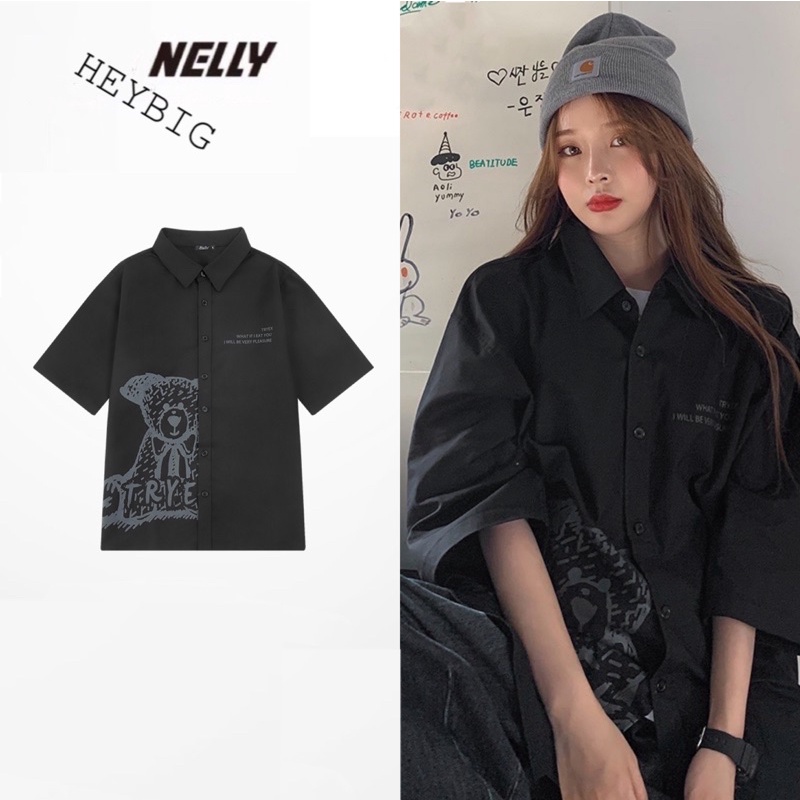 Áo sơ mi tay ngắn 126535 nelly heybig form rộng dành cho nam và nữ TRYEX 11.8