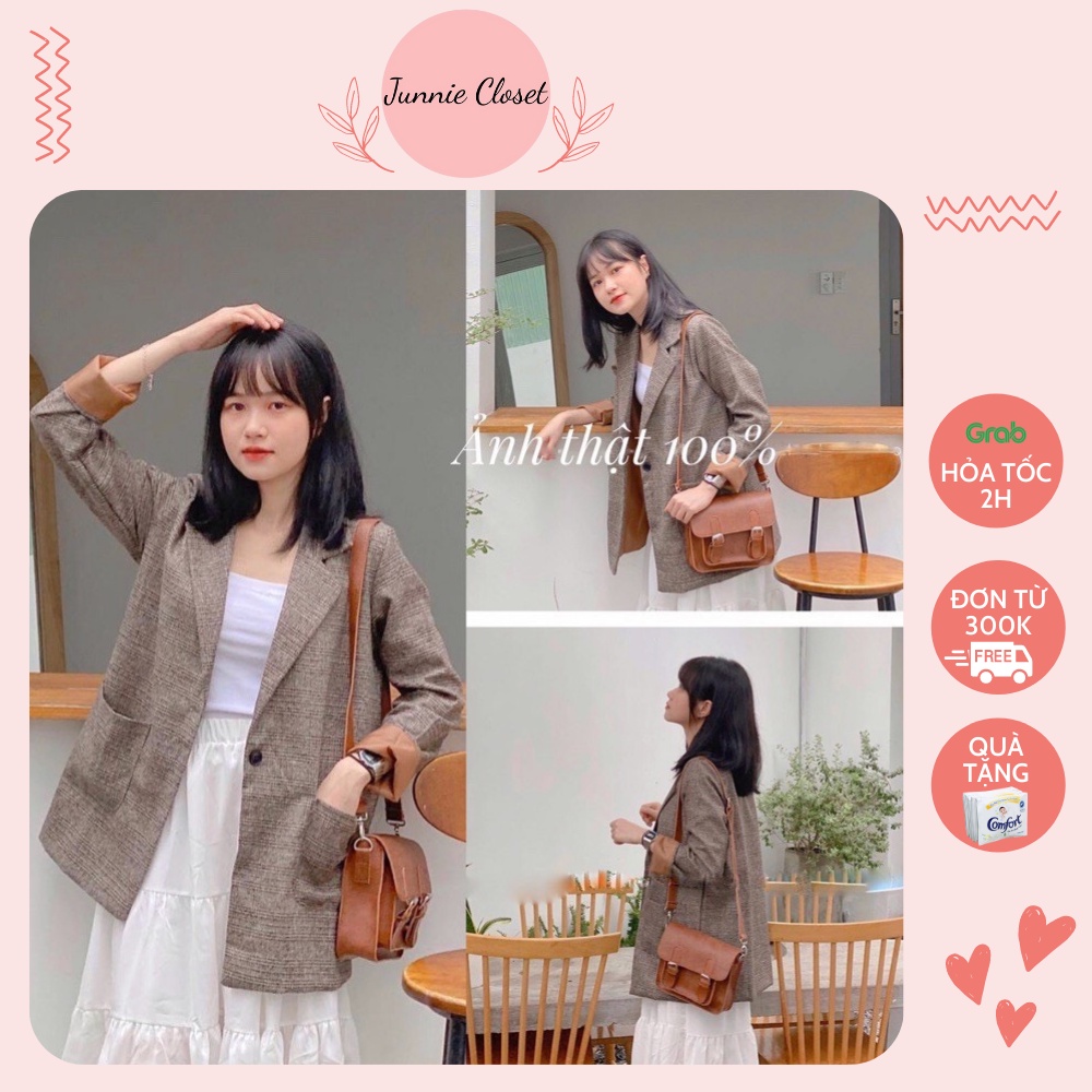 Áo khoác Blazer dạ kẻ 2 lớp ulzzang Hàn Quốc hottrend