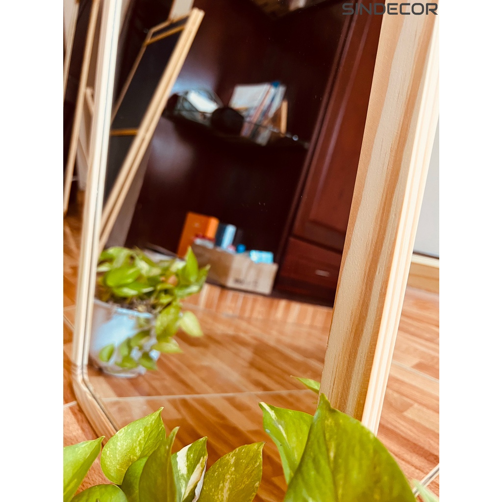 Freeship Nội Thành tối đa 80k - Gương Soi Toàn Thân Viền Gỗ - Sindecor - Gương đứng bo góc160*50 cm