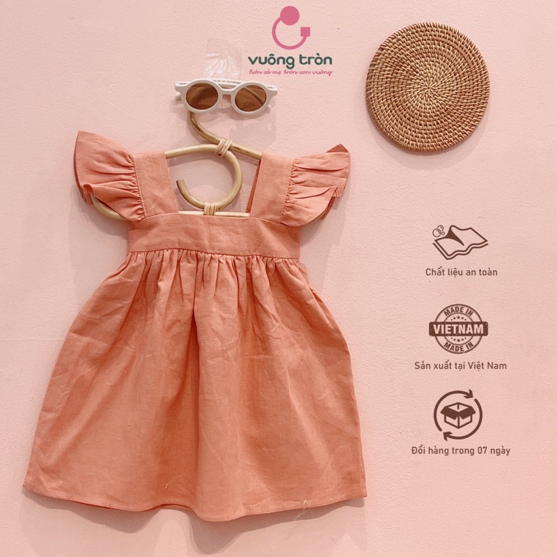 Váy bé gái dáng xuông cao cấp Vuông Tròn VT100 , chất liệu linen thoáng mát cho bé 1-6 tuổi