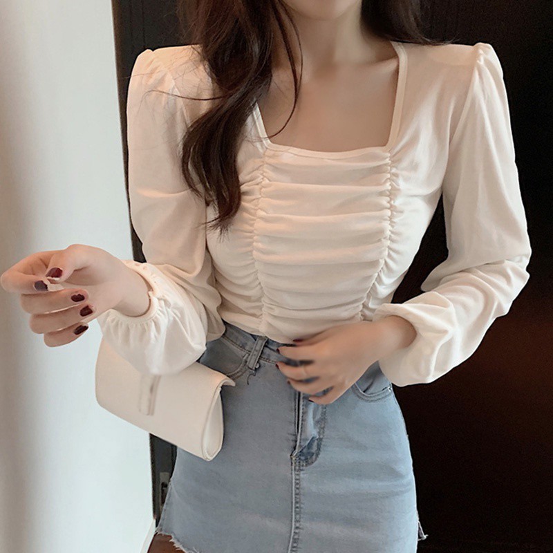 Áo Nữ Tay Dài Cổ Vuông Thời Trang Quyến Rũ