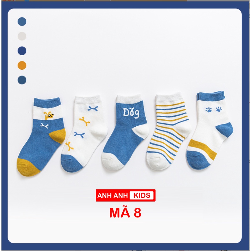 Set 5 đôi Tất cho BÉ TRAI và BÉ GÁI chất cotton hoạ tiết cute đáng yêu - ANHANHHOME - ANHANHKIDS