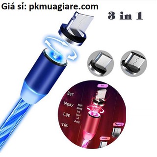 Cáp sạc từ nam châm 3 đầu có led