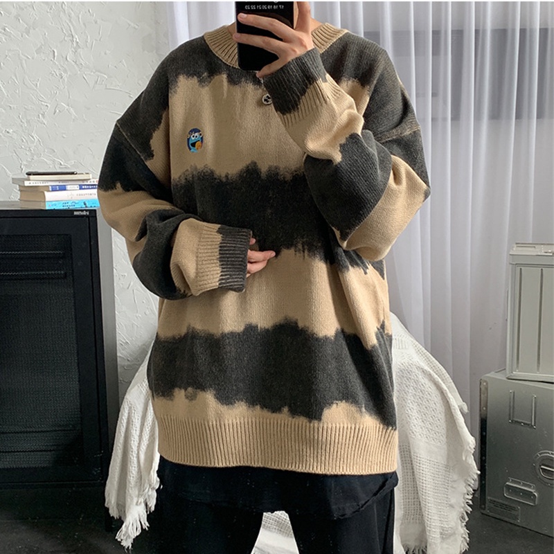 Áo sweater AOKANG vải dệt kim dày dặn dáng rộng cổ tròn phong cách Hàn Quốc thời trang thu đông dành cho nam giới