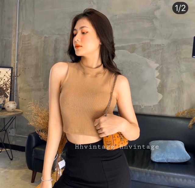 Áo croptop nữ kiểu ôm, áo thun croptop cổ lọ sát nách chất vải cotton mềm mịn LIKANO CRT27 | BigBuy360 - bigbuy360.vn