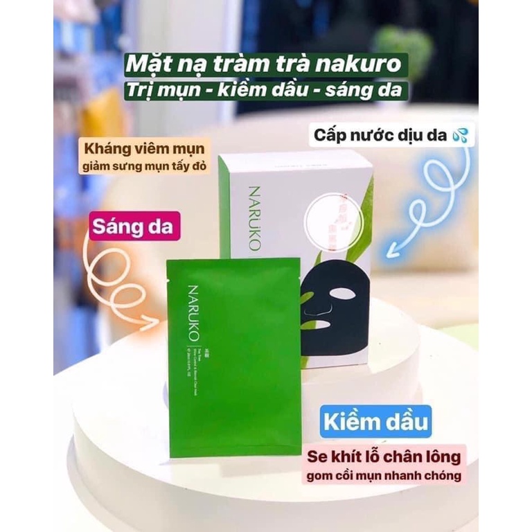 ( Hộp 8 miếng ) Mặt nạ tràm trà Naruko Tea Tree Shine Control &amp; Blemish Clear hộp 8 miếng - CO207