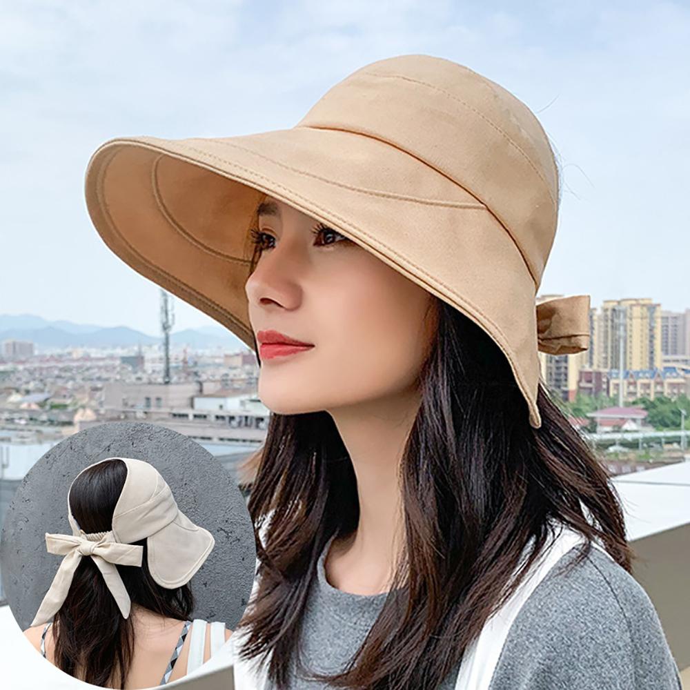 IVORY Mũ Bucket Chống Nắng Thắt Nơ Gấp Gọn Thời Trang Đi Biển Cho Nữ