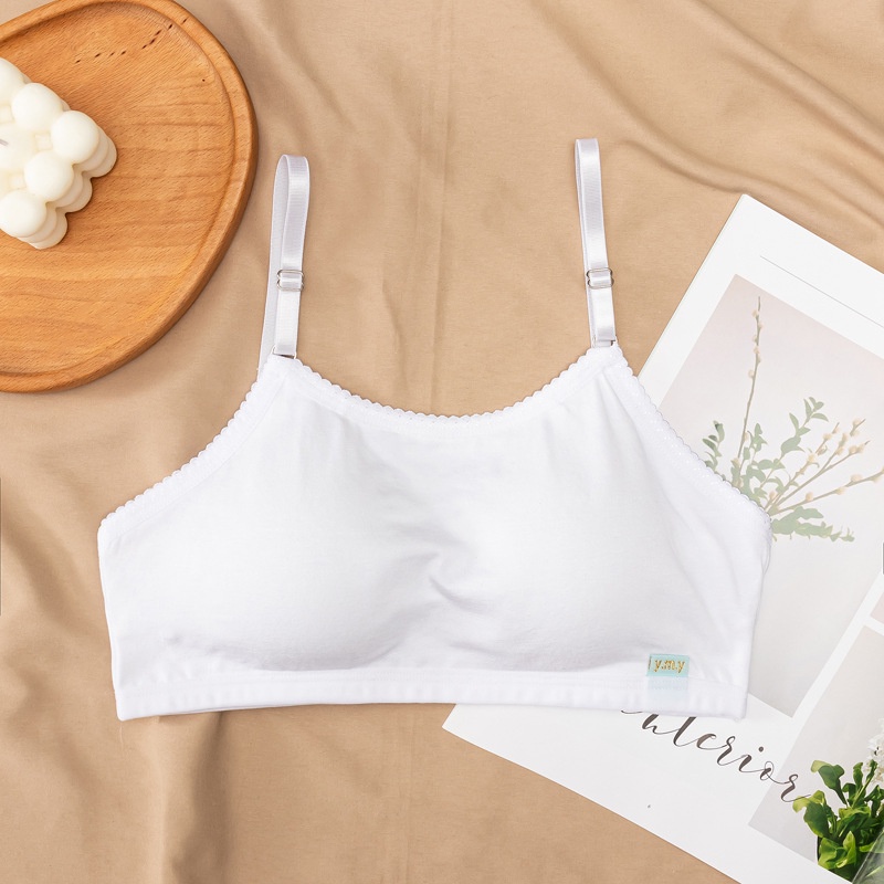 Áo Ngực Thể Thao cotton Không Đường May Màu Trơn Dành Cho Học Sinh Trung Học Nữ Tuổi Teen