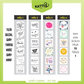 Tem nhãn Thank You có sẵn size 3x3cm nhiều mẫu