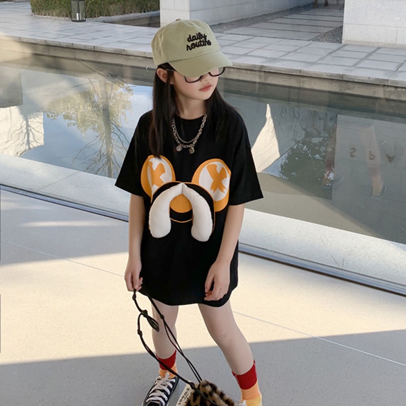 Đầm Thun Ngắn Tay Họa Tiết Hoạt Hình Thời Trang Mùa Hè Hàn Quốc 2023 Dành Cho Nữ