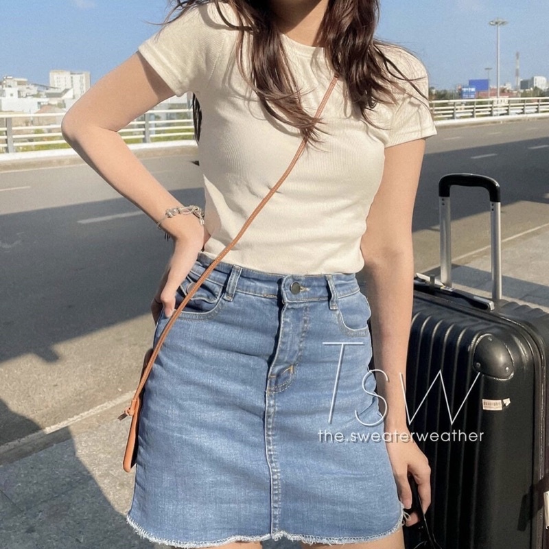 Áo Thun Gân Nữ Parso Dáng Ôm Tay Ngắn Cổ Tròn 8 Màu - Ảnh thật/ Ảnh cận chất
