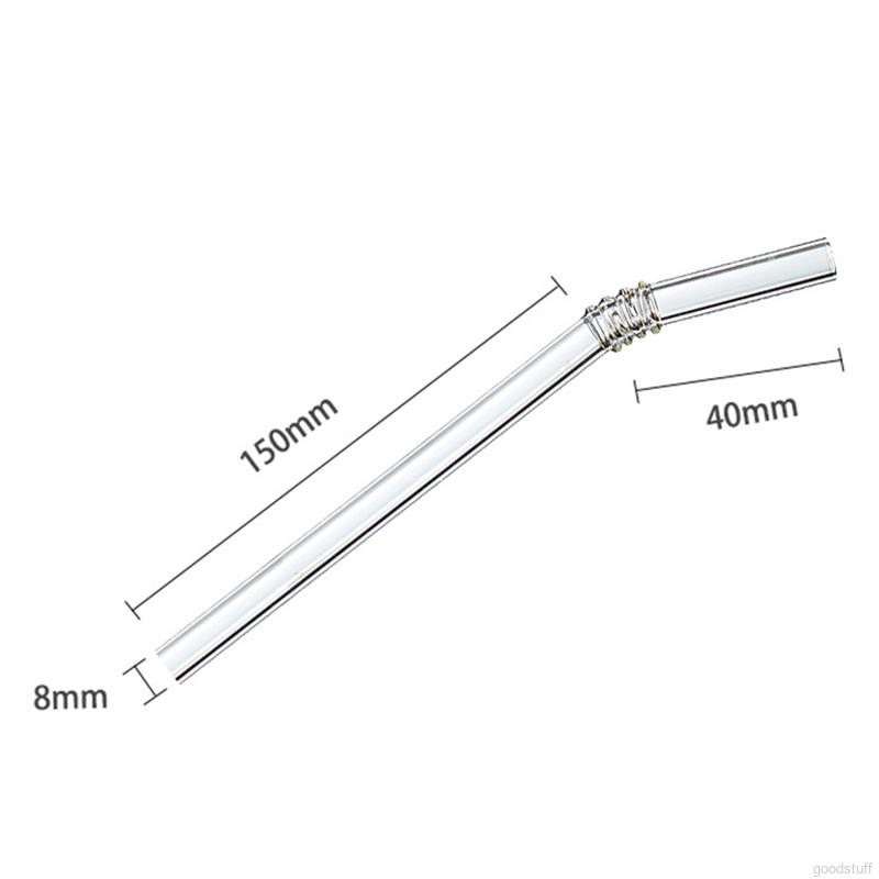 Ống Hút Miệng Phẳng Uống Sữa/Nước Ép Dạng Cong Chất Liệu Nhiều Borosilicate Nghệ Thuật Sáng Tạo