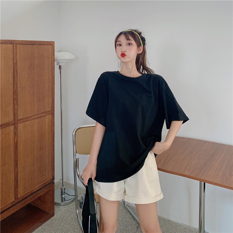 SUXI Áo Thun Nữ Ngắn Tay Cổ Tròn Thời Trang Hàn