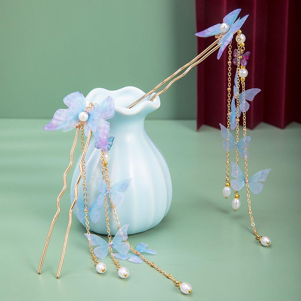 Trâm Cài Tóc 15H Đính Hạt Màu Cam Kiểu Trung Hoa Dễ Thương Cho Bạn Gái