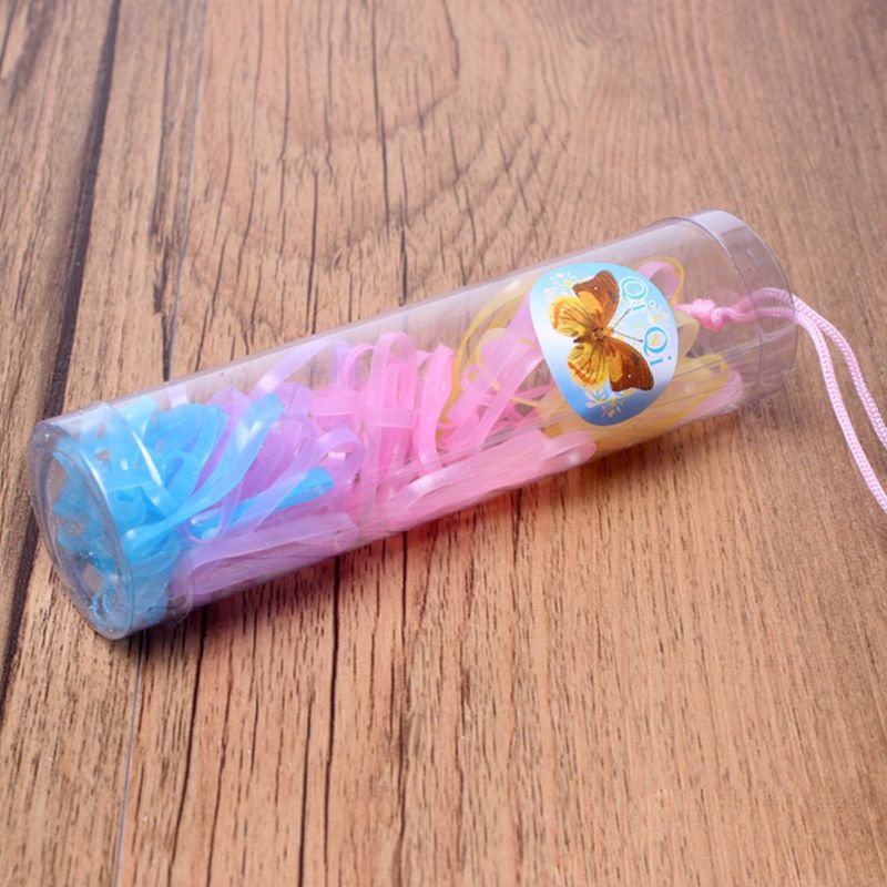 Dây Thun Buộc Tóc 8 Kiểu Dùng Một Lần Màu Dạ Quang Dễ Thương Cho Bé Gái