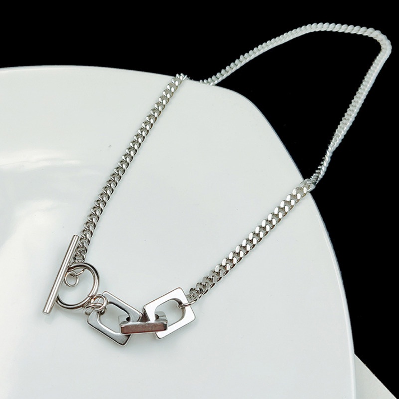 Vòng cổ Mặt Hình Học Bằng Thép Titan Phong Cách hip-hop Sang Trọng Thời Trang