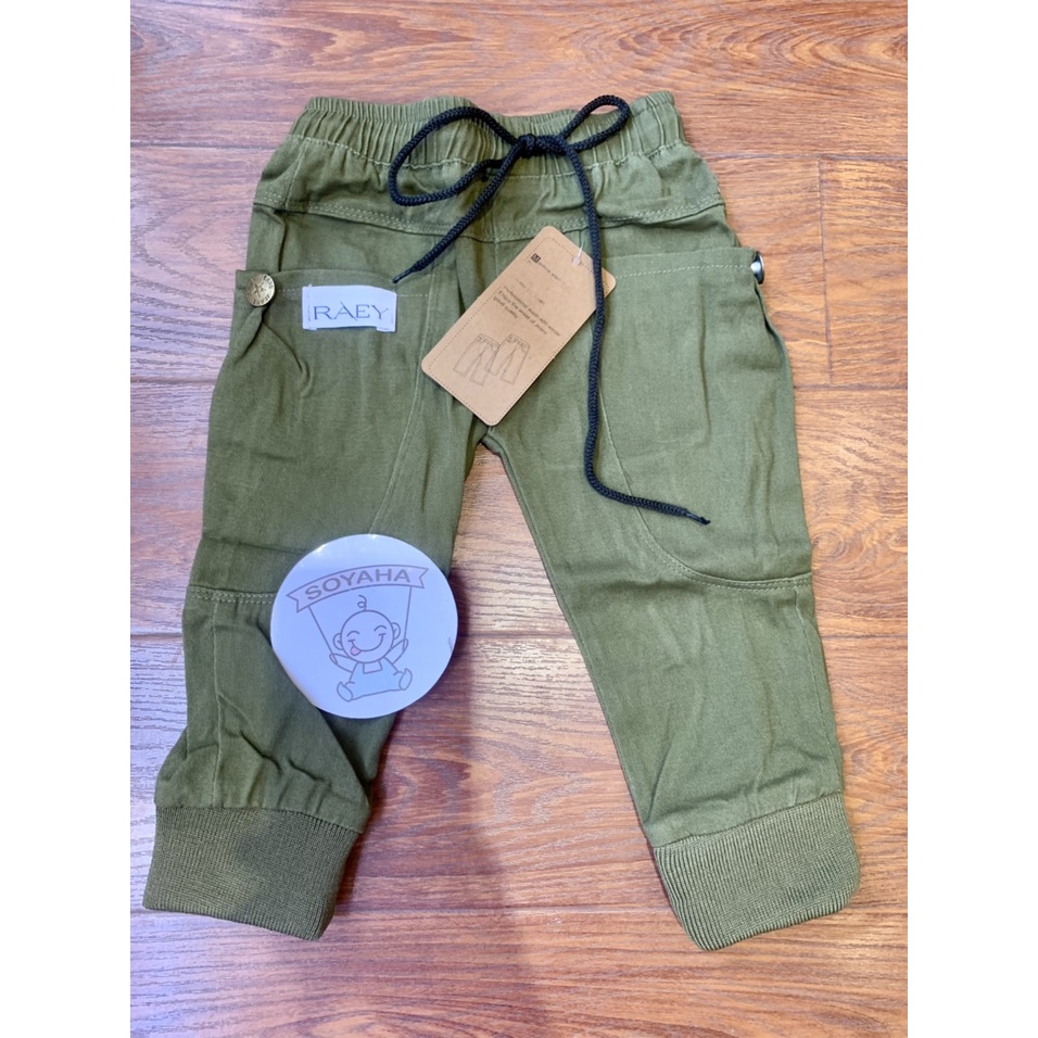 Quần Bé Trai Thu Đông Chất Kaki Mềm Túi Hộp Bo Ống Có Dây Rút Thời Trang