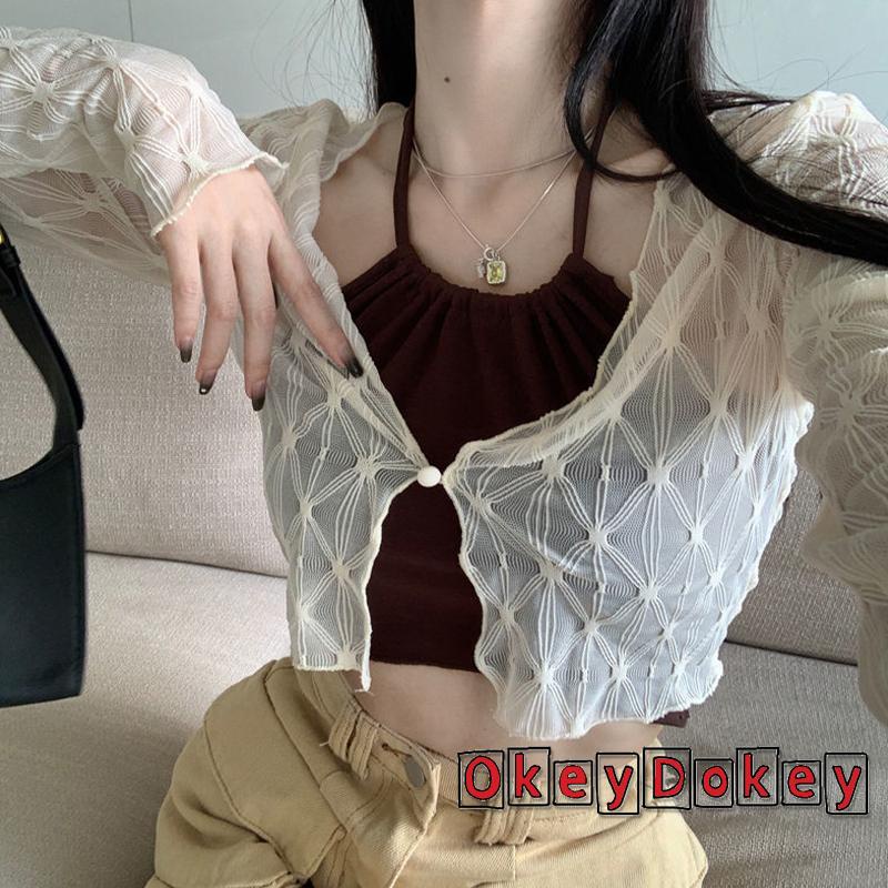 Áo Croptop Tay Dài Chống Nắng Màu Trơn Thời Trang Dành Cho Nữ
