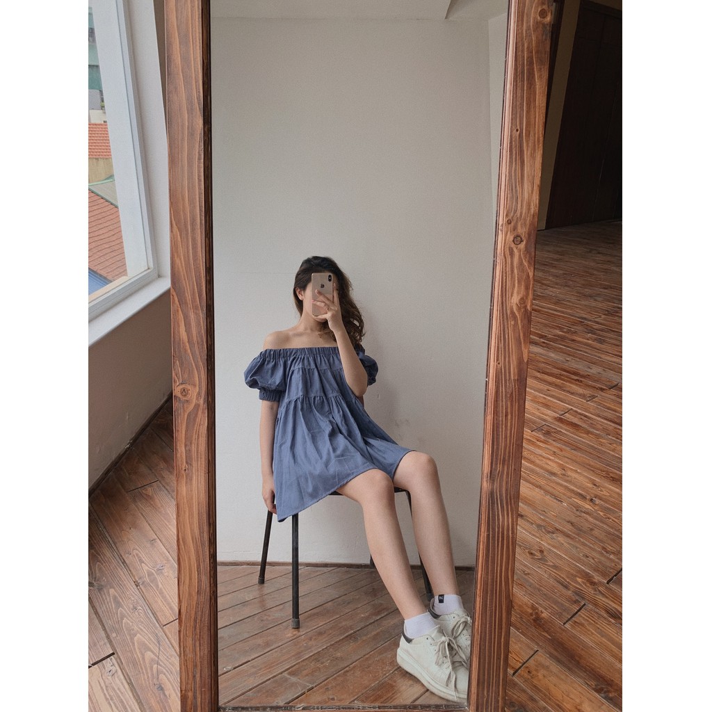 [Mã SKAMA06 giảm 8% tối đa 50K đơn 250K] Váy bbd trễ vai tay bo chun V528 SUSTORE | BigBuy360 - bigbuy360.vn