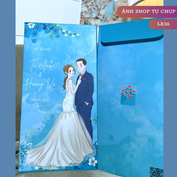 Lì xì đám cưới in tên và hình chibi thiết kế sẵn | Shopee Việt Nam