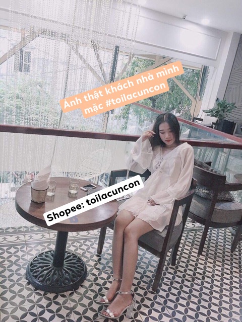 Váy trăng bánh bèo tay bo / Đầm voan