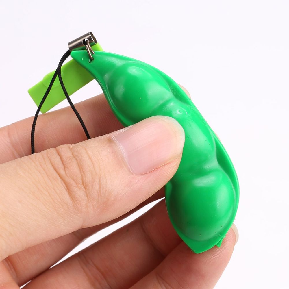 ☆YOLA☆ Green Key Chain Trinkets Phone Charm Squeeze Bean Cute Extrusion Fidget Toy Soybean Funny Stress Relieve