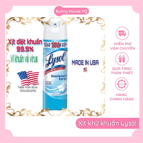 Xịt Diệt Khuẩn Lysol [Freeship] Bình Khử Trùng Chính Hãng USA An Toàn Cho Sức Khỏe - Hàng Air SP19