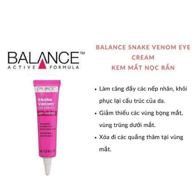 [HÀNG CHÍNH HÃNG] Kem Dưỡng Da Vùng Mắt Balance Snake Venom Eye Cream Anti-Ageing 15ml | BigBuy360 - bigbuy360.vn