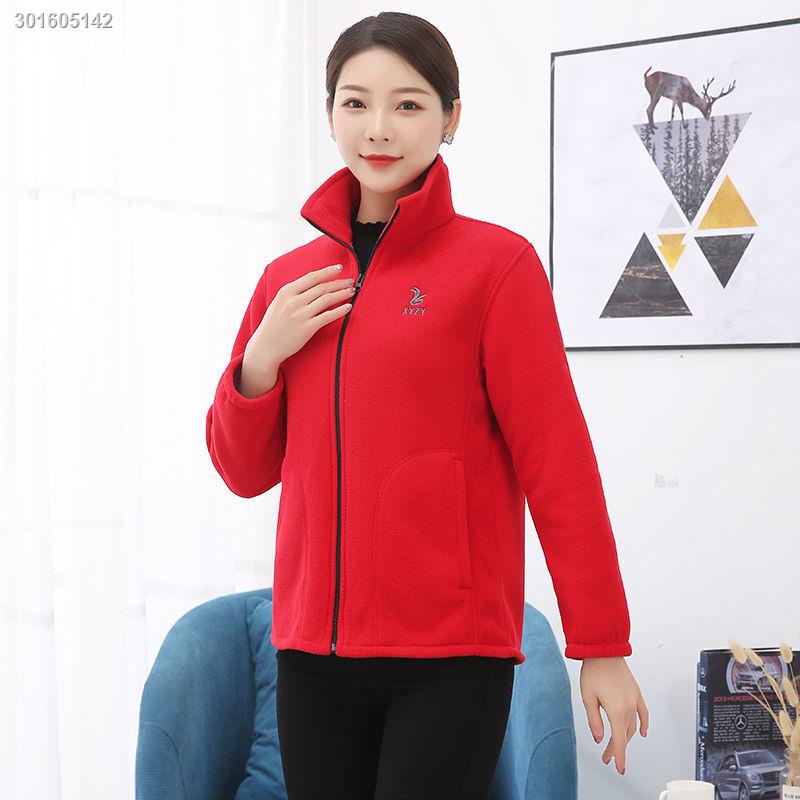 Spring, autumn and winter new polar fleece cardigan jacket sweater casual loose large size middle-aged and elderly mothers wear fleece women s clothing