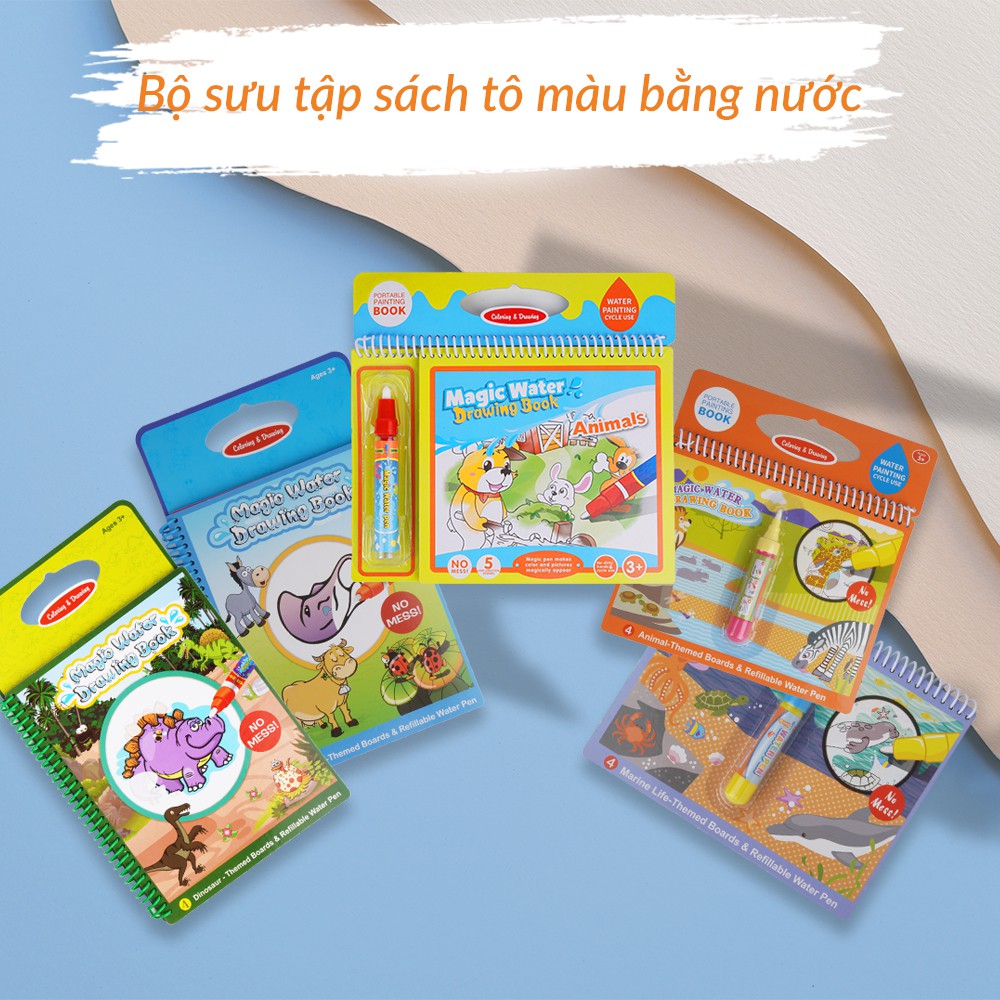 Đồ chơi sách tô màu bút nước thần kỳ ToysHouse size vừa cho trẻ em 3-4-5 tuổi, giúp trẻ em phát triển kỹ năng Montessori