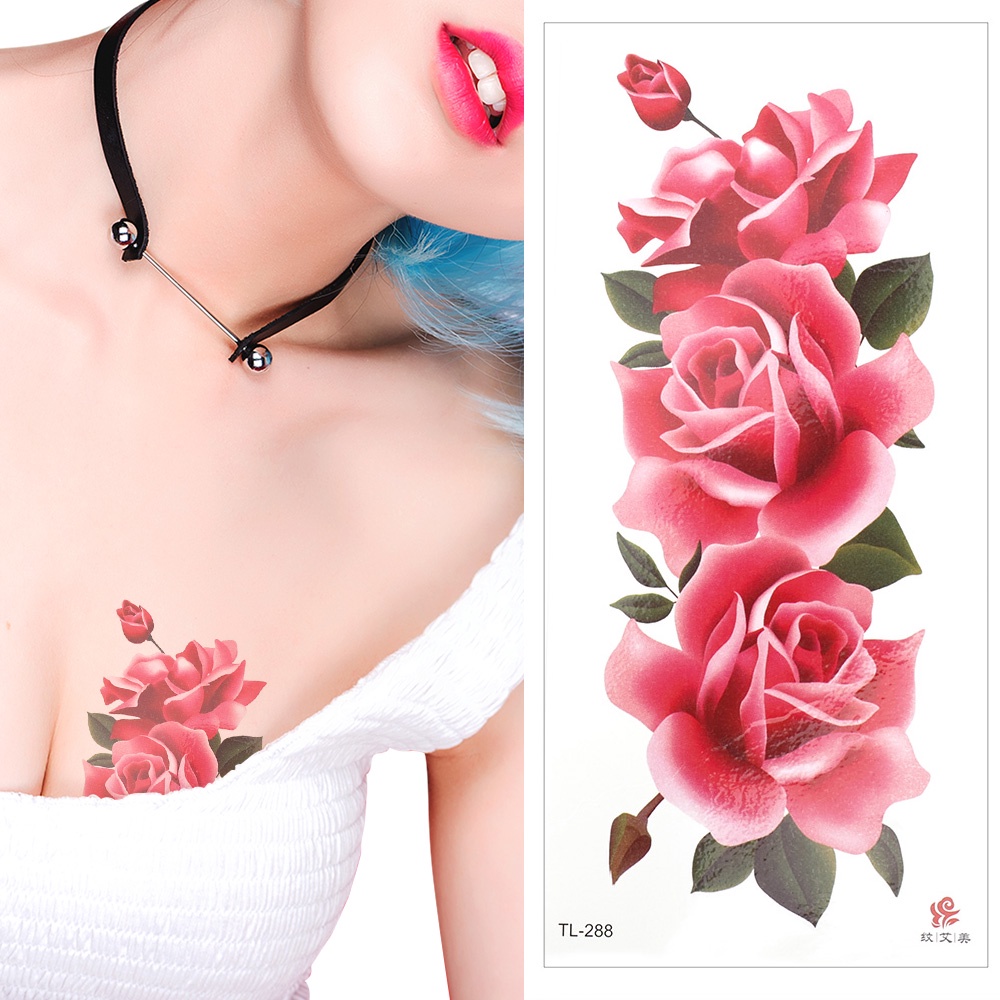 Hình Xăm Tạm Thời Chống Nước Hình Hoa Hồng Thời Trang Cho Nữ
