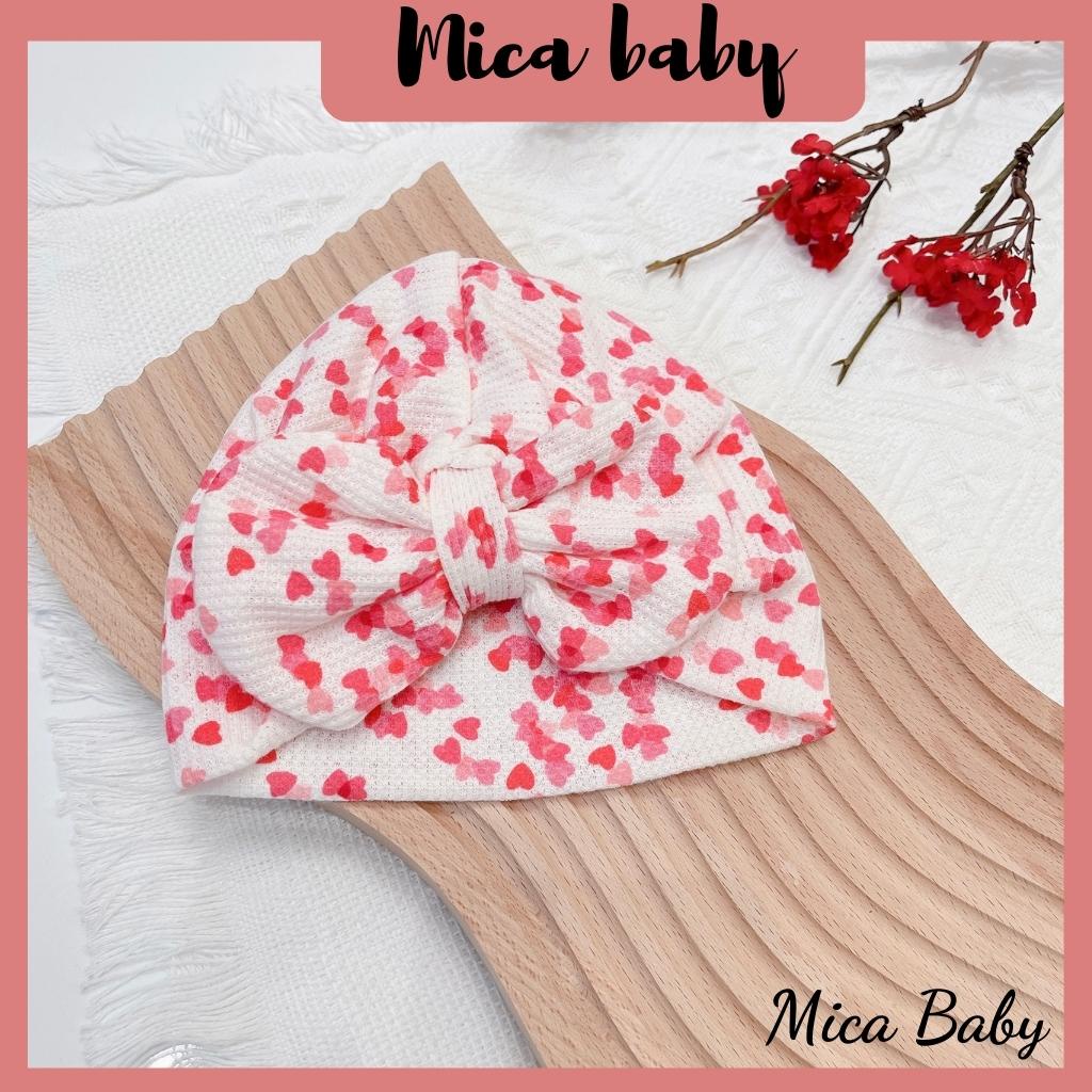 Mũ nón turban thắt nơ hình tym đáng yêu cho bé gái 6-10kg Mica baby MTB75