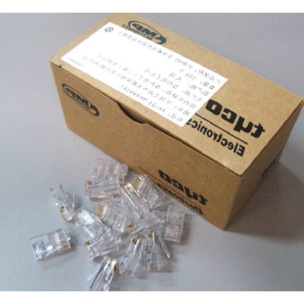 Đầu bấm mạng RJ45 loại thường - Hạt mạng AMP (Bịch 100 hạt mạng )