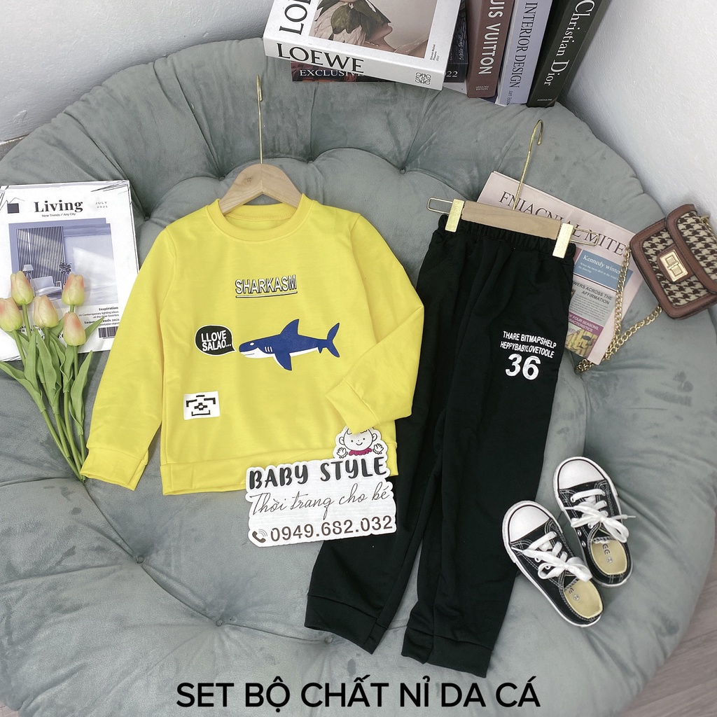 Bộ quần áo thu đông &quot;S.HARK&quot; 13-48kg cho bé trai từ 5-15 tuổi. Vải đẹp, hàng may kỹ. B25