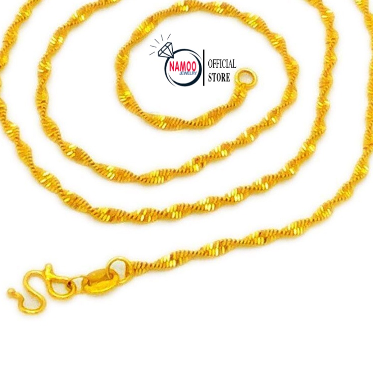 Dây Xoắn Mạ Vàng Nữ, Dây CHuyền Trơn Nữ V001 Namoo Jewelry