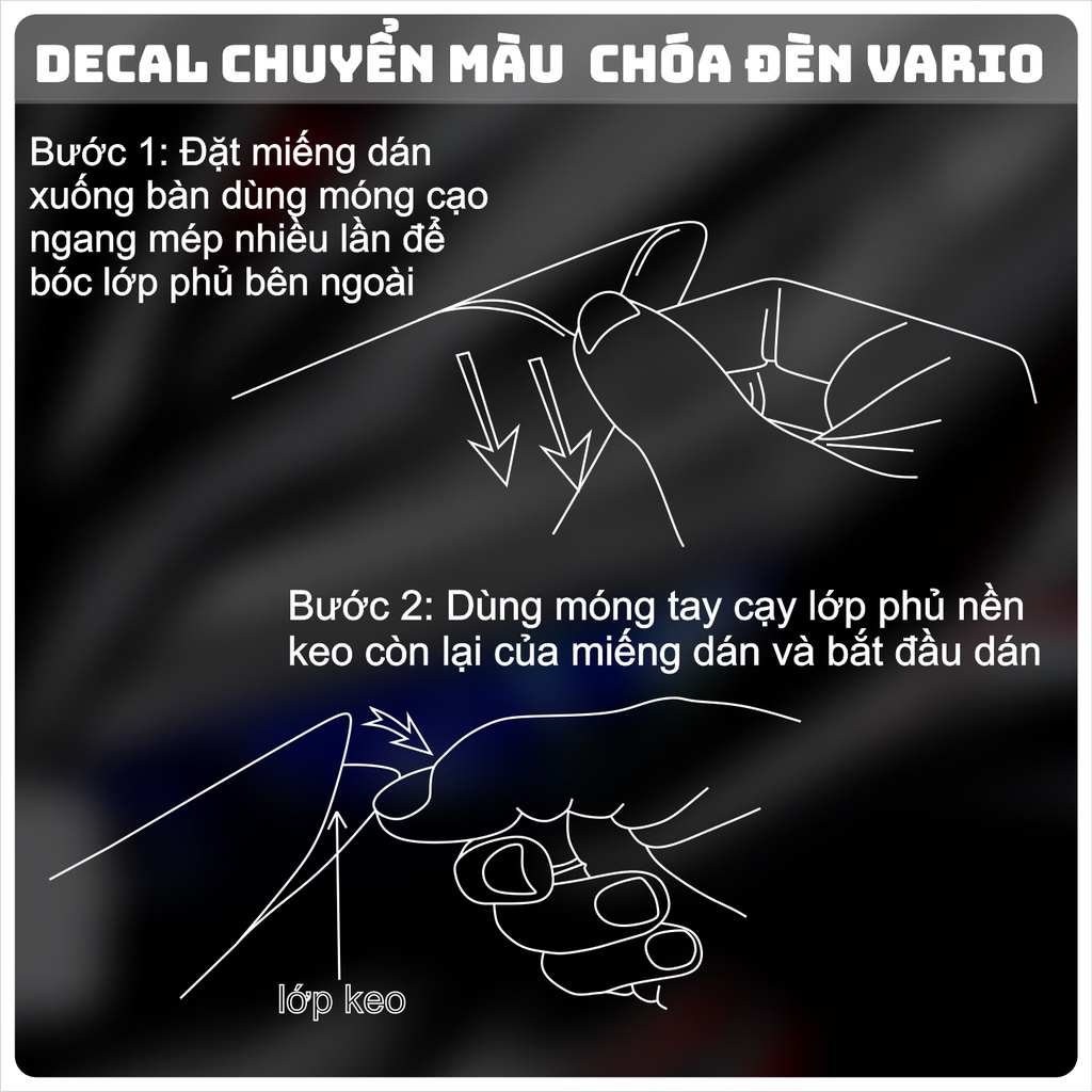 Decal CHÓA ĐÈN Vario 125 150 cao cấp chuyển màu cánh cam bảo vệ CHÓA ĐÈN VARIO