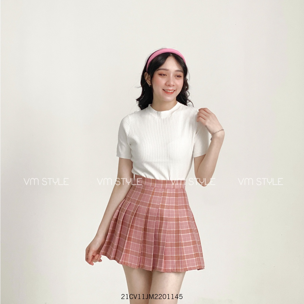 Chân váy ngắn chữ A xếp ly caro, chân váy tennis kèm quần lót bên trong thời trang Hàn Quốc VM STYLE 21CV11JM2201 | BigBuy360 - bigbuy360.vn